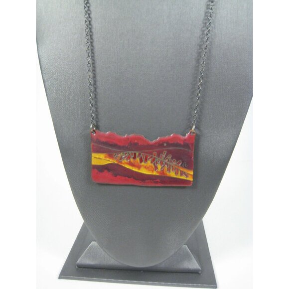 Frances Stikine 2 Necklace Abstract Enamel Pendant 25 in Bib Vintage - Picture 7 of 10